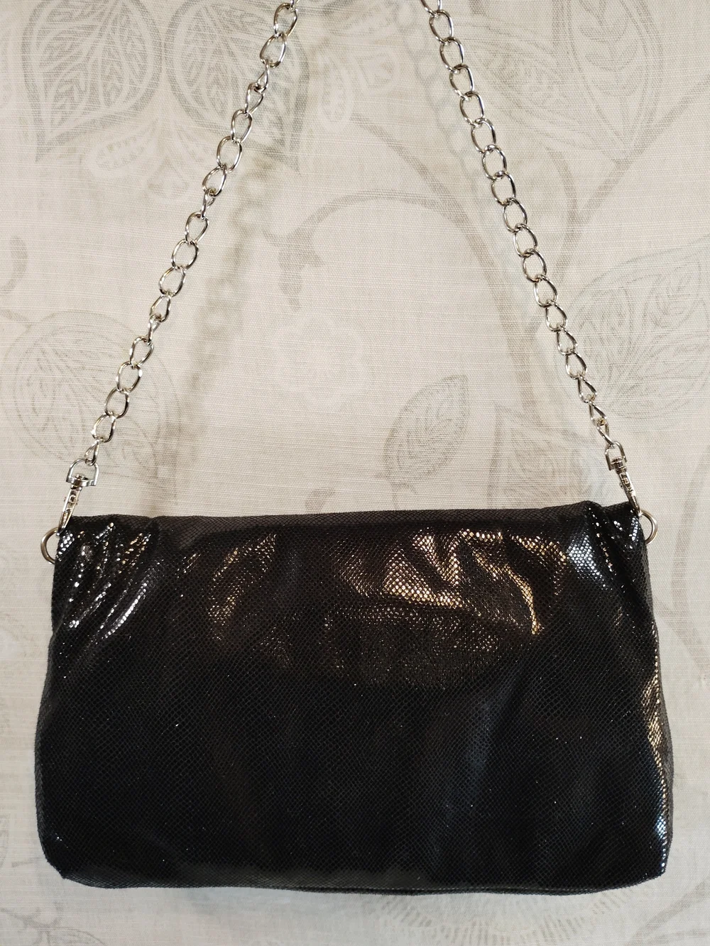Charming Charlie Black Sequin Shoulder Bag With Chain Strap
